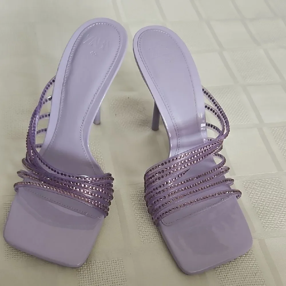 Zara Women's Purple Strappy Heels - Picture 15 of 16